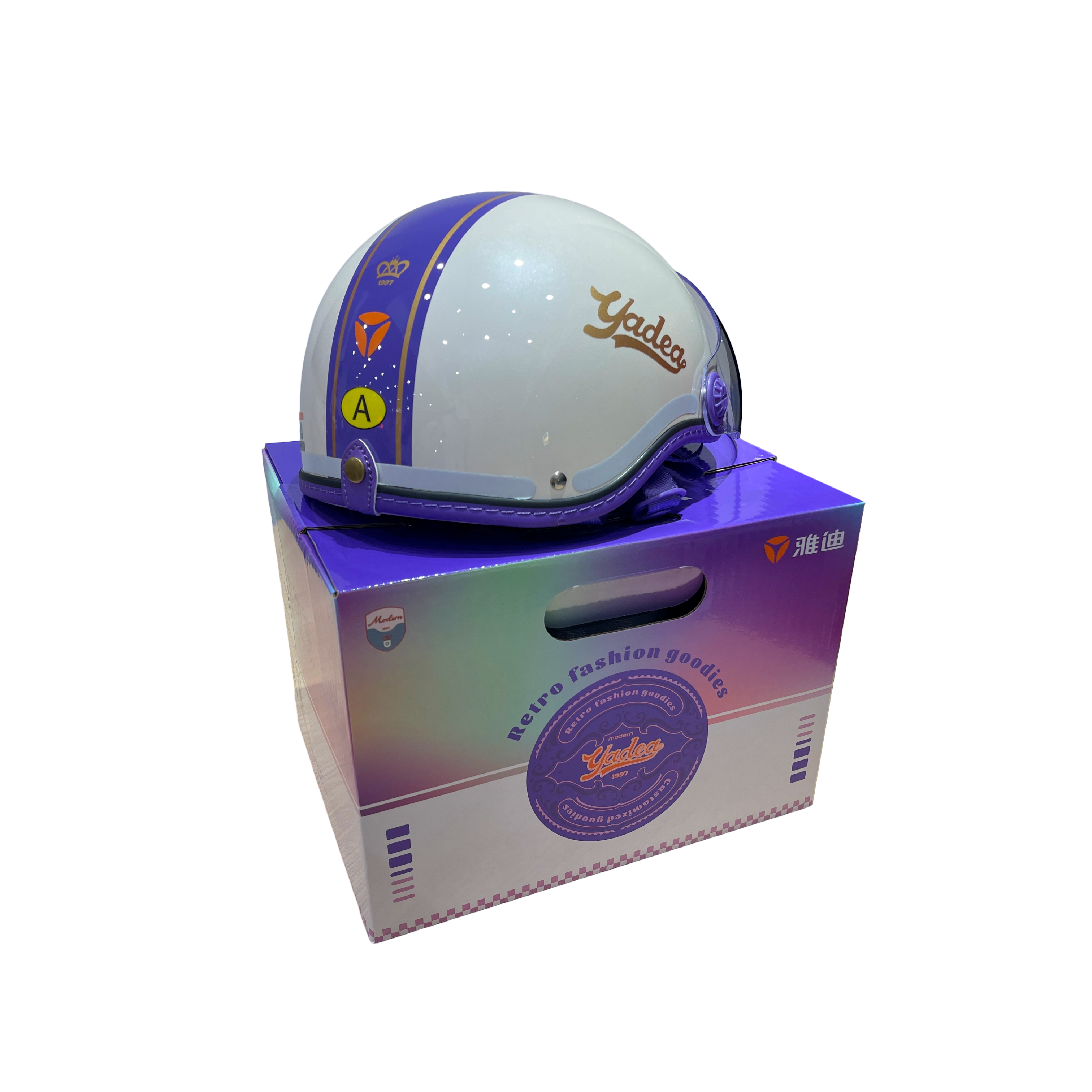 Yadea Custom Retro Fashion Helmet “Violet” Magnetic-Secure